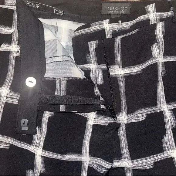 Topshop Windowpane Print Crepe Cigarette Pants 6 - Picture 10 of 12